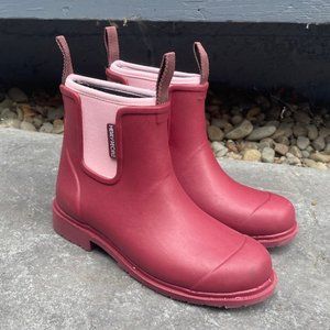 Merry People Bobbi Rain Boot - Beetroot & Light Pink - Size 38 - Worn ONCE